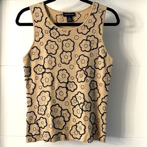 Ann Taylor Beaded Silk Knit Tank M Floral